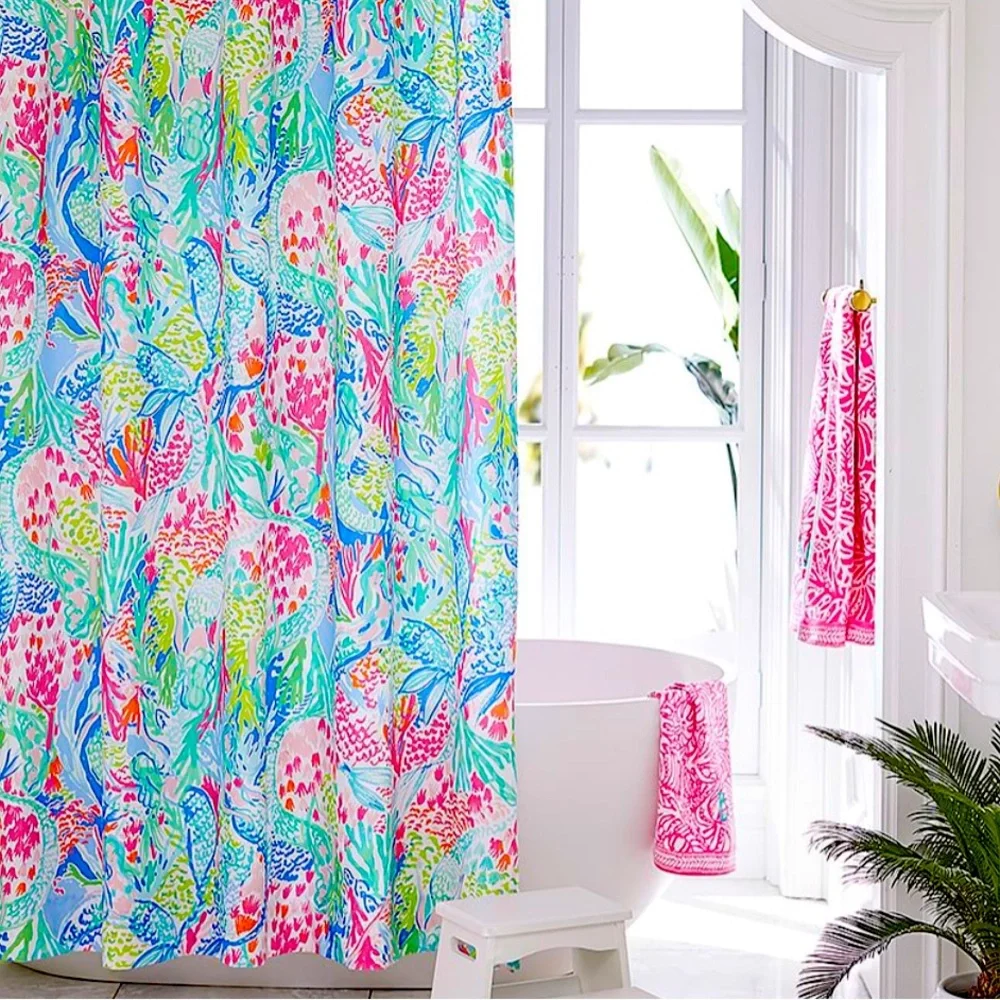 NEW Lilly Pulitzer Vibrant Coral Reef Shower Curtain
